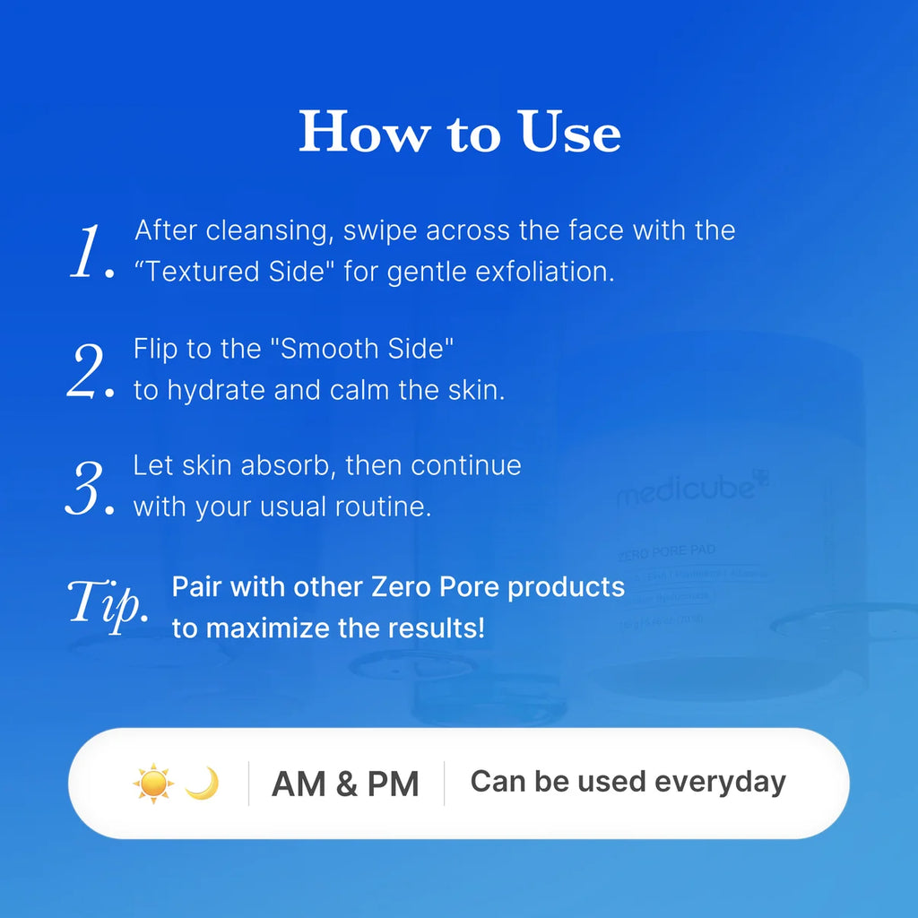 Medicube Zero Pore Pads – AHA & BHA Exfoliating Toner Pads – 70 Pads