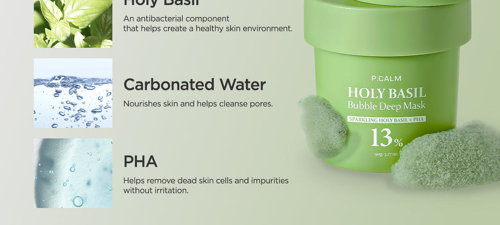 P.CALM Holy Basil Bubble Deep Mask – 90g