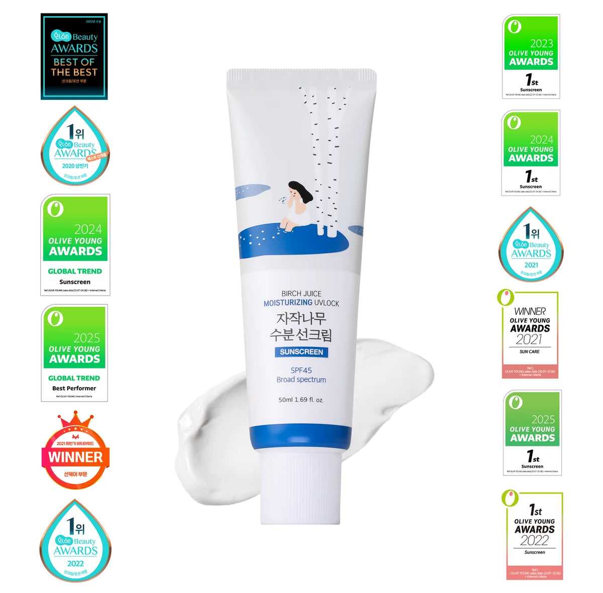 Round Lab Birch Juice Moisturizing UVLock Sunscreen SPF 45 – 50 mL