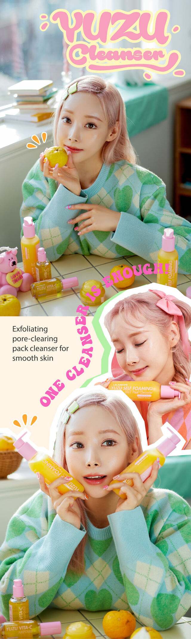 LALARECIPE Yuzu Self Foaming 3-in-1 Peel Cleanser – 200 mL